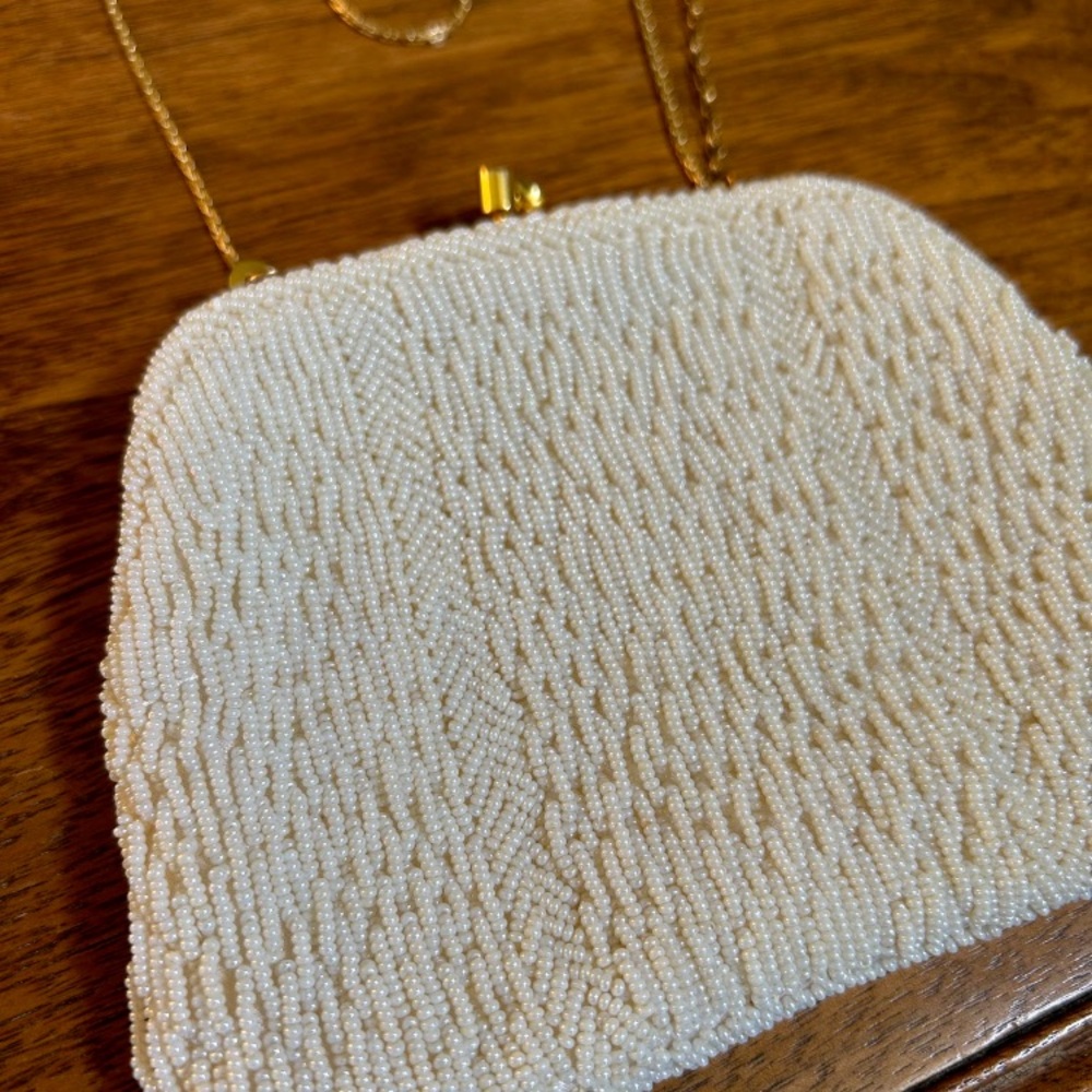 Vintage Cream Beaded Women's Purse